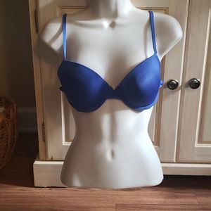 Victorias Secret Rich Satin Blue Tshirt Bra